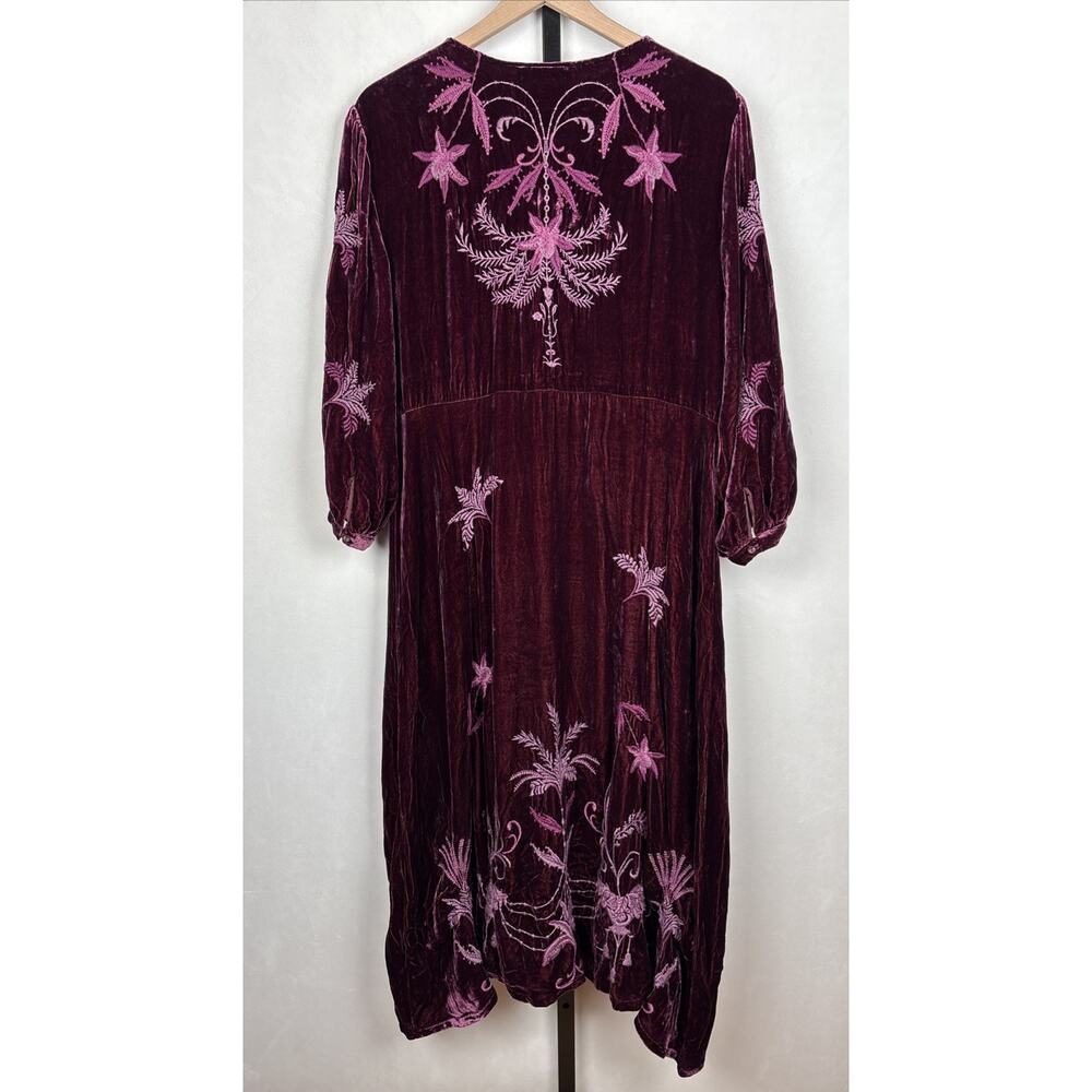 NEW Johnny Was Palmira Velvet Midi Dress Womens Petite Small (6-8) Purple Boho - Picture 4 of 9